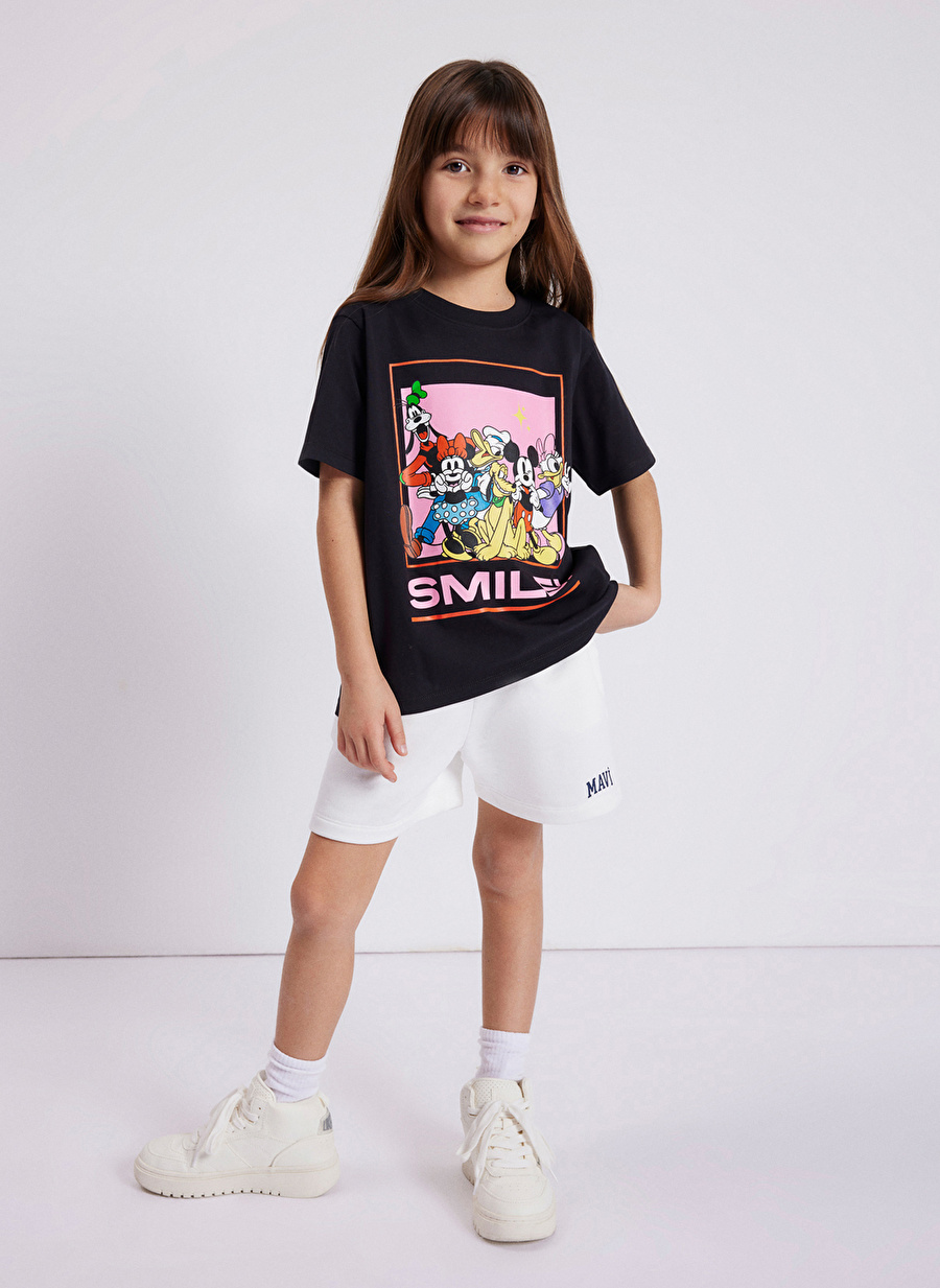 Mavi Baskılı Siyah Kadın T-Shirt MICKEY MOUSE BASKILI TİŞÖRT Black