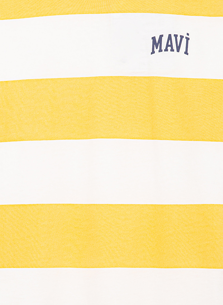 Mavi Çizgili Sarı Erkek T-Shirt MAVİ LOGO BASKILI COLORBLOCK TİŞÖRT_2