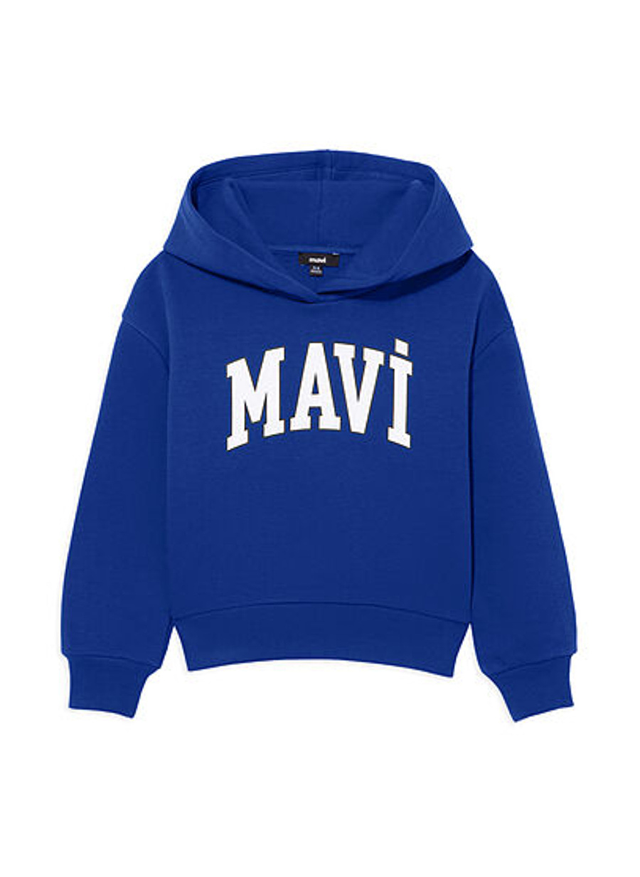 Mavi Baskılı Erkek Saks Sweatshırt MAVİ BASKILI KAPÜŞONLU SWEATSHIRT B_3