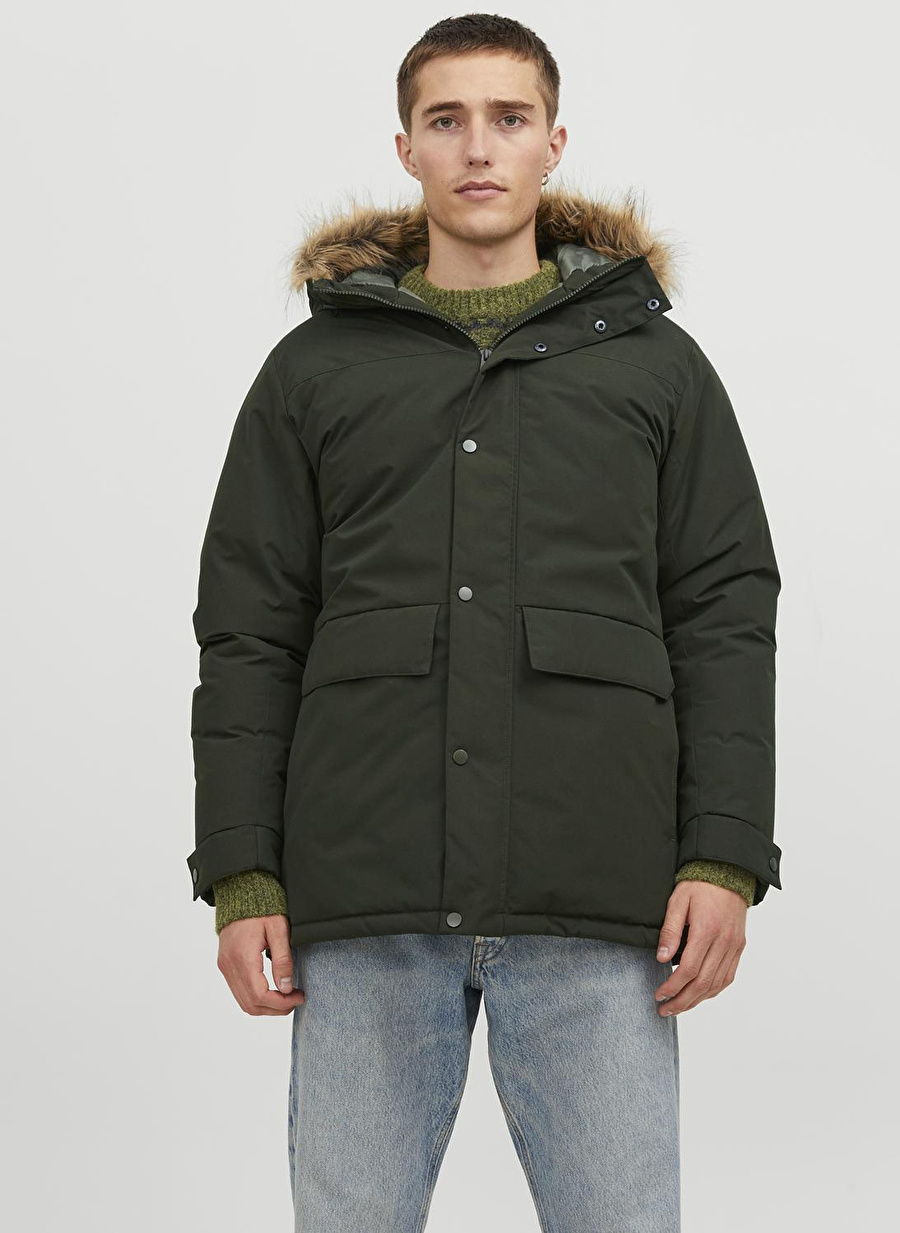 Jack & Jones Haki Erkek Mont JJCHAMP PARKA JACKET FAUX FUR