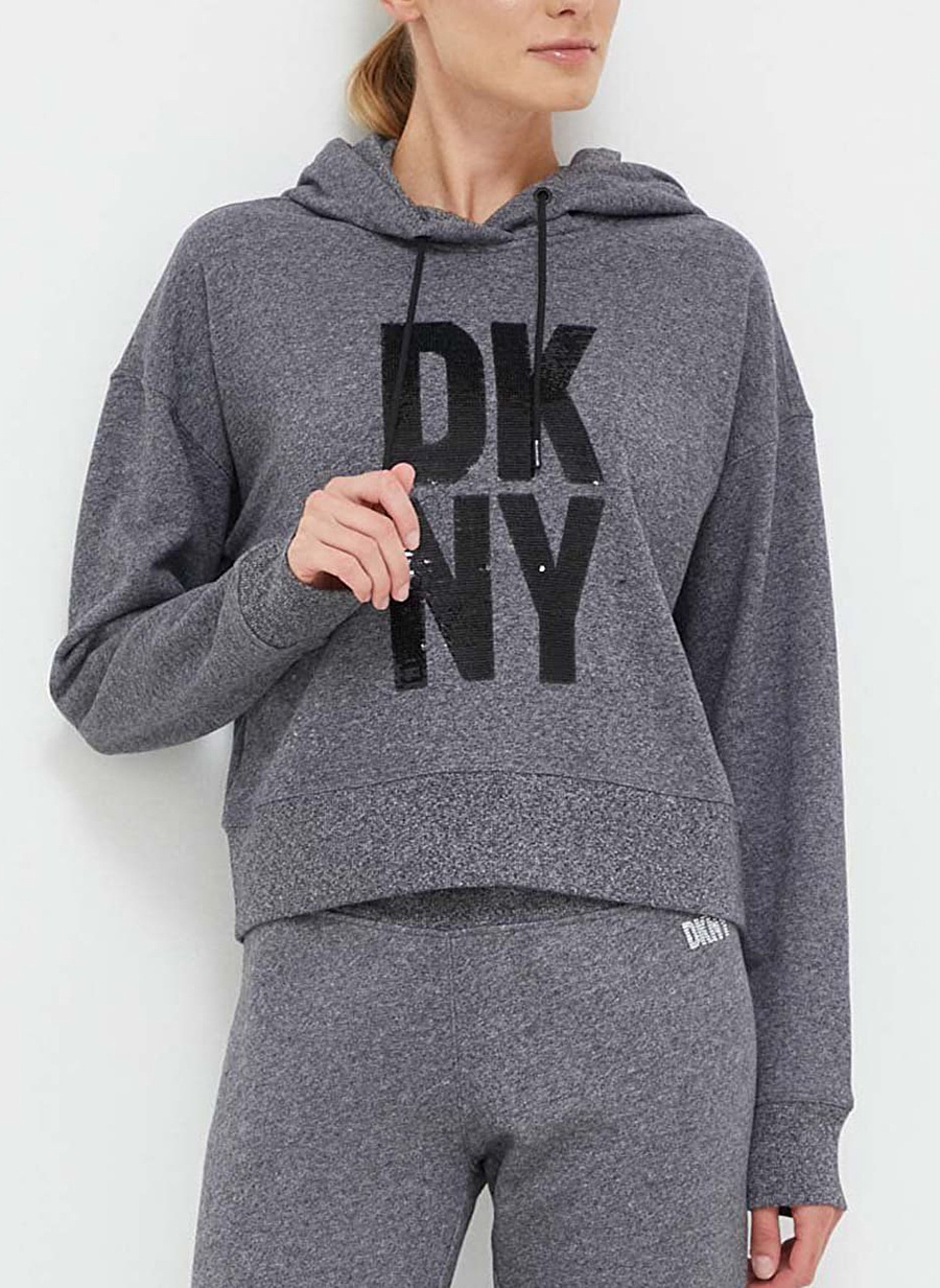 Dkny Jeans Kapüşon Yaka Baskılı Antrasit Kadın Sweatshırt DP3T9404