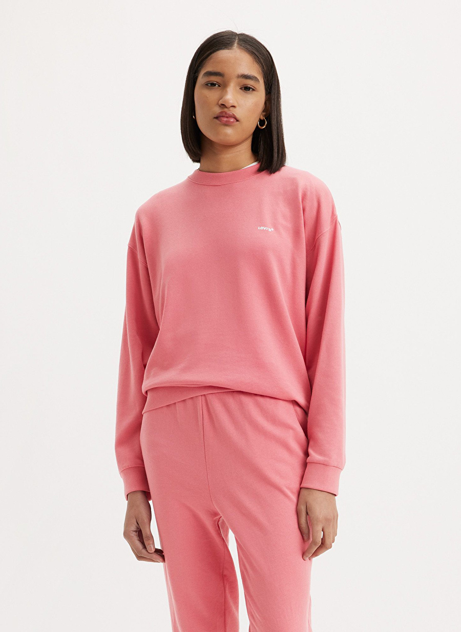 Levis Bisiklet Yaka Düz Pembe Kadın Sweatshırt EVERYDAY SWEATSHIRT TAMELESS ROSE