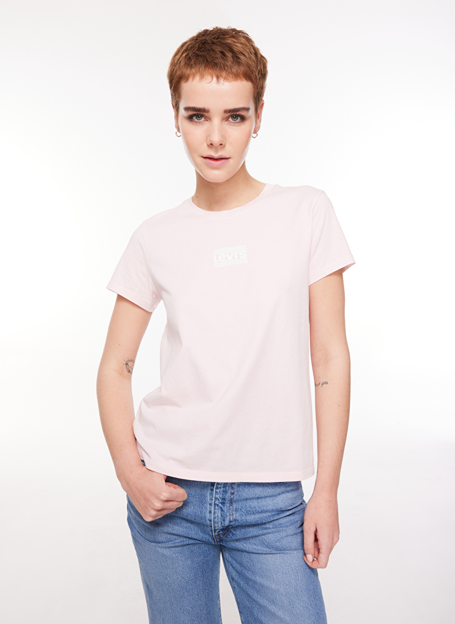 Levis Bisiklet Yaka Baskılı Pembe Kadın T-Shirt THE PERFECT TEE STARRY SPORTSWEAR L