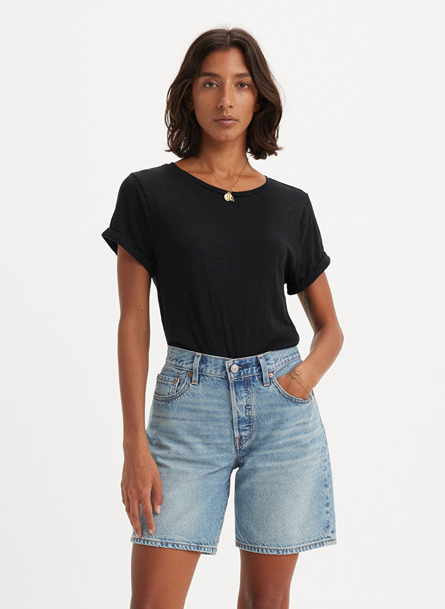 Levis Bisiklet Yaka Düz Siyah Kadın T-Shirt MARGOT TEE CAVIAR