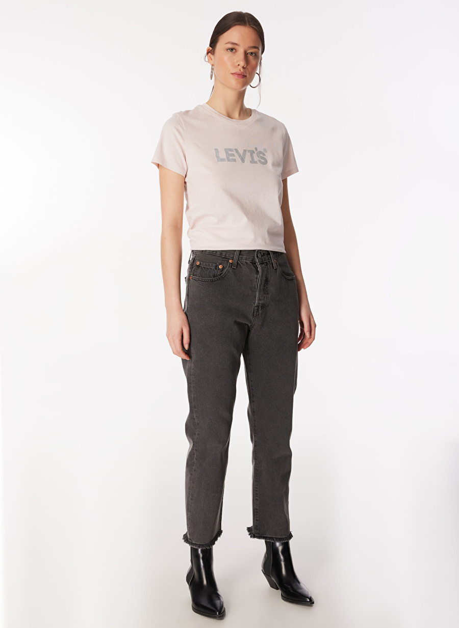 Levis Bisiklet Yaka Baskılı Pembe Kadın T-Shirt THE PERFECT TEE METALLIC FADE HL LO