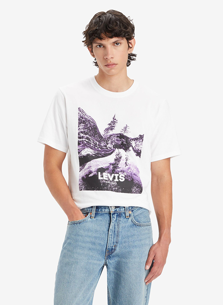 Levis Bisiklet Yaka Baskılı Beyaz Erkek T-Shirt A2082-0162_SS RELAXED FIT TEE SSNL