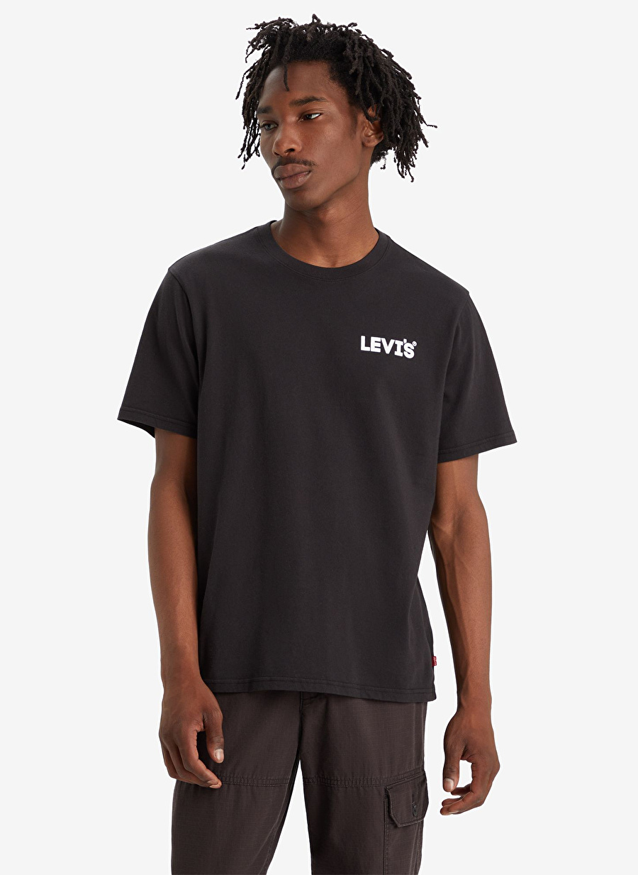 Levis Bisiklet Yaka Baskılı Siyah Erkek T-Shirt A2082-0164_SS RELAXED FIT TEE HEADL