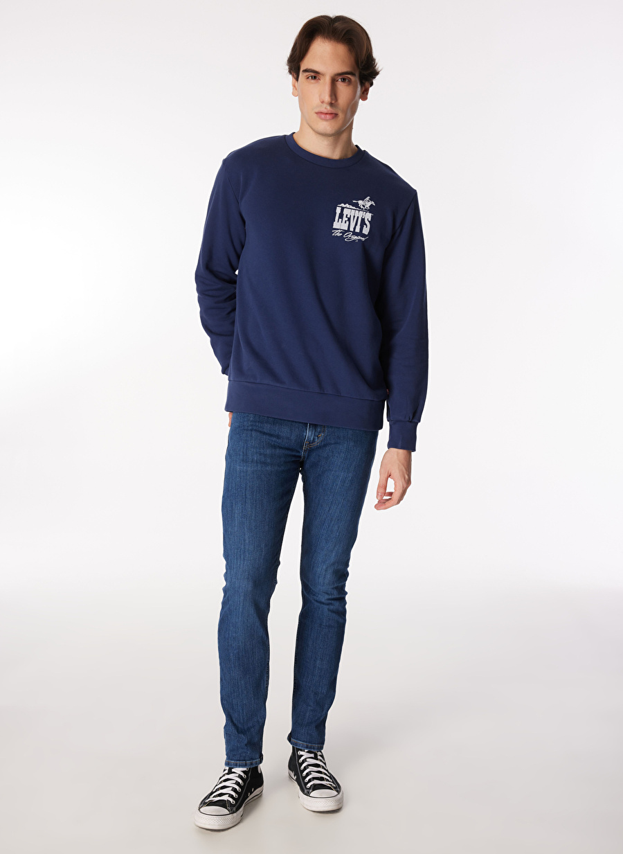 Levis Bisiklet Yaka Mavi Erkek Sweatshırt A2824-0009_STANDARD GRAPHIC CREW WE