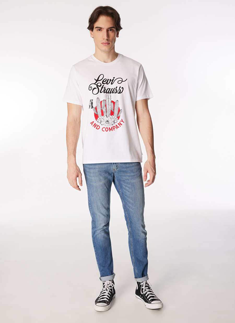 Levis Bisiklet Yaka Baskılı Beyaz Erkek T-Shirt A2823-0225_GRAPHIC CREWNECK TEE CAC