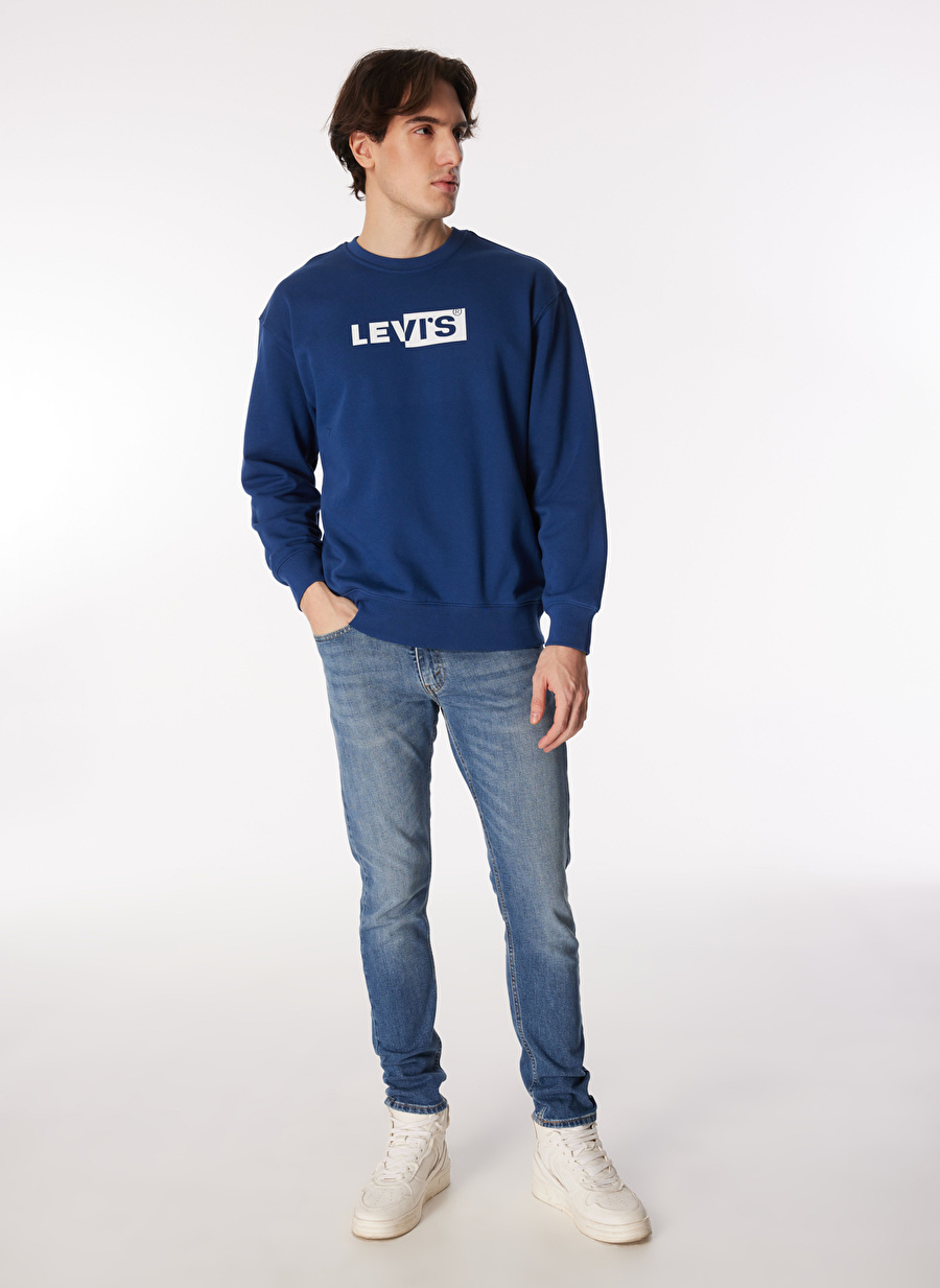 Levis Bisiklet Yaka Mavi Erkek Sweatshırt A2826-0018_RELAXD GRAPHIC CREW SSNL