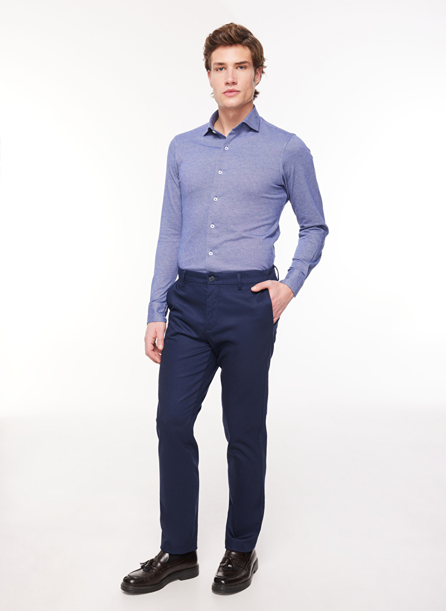 Signature Stain Defender Creaseless   Lacivert Erkek Slim Fit Pantolon A8413-0001