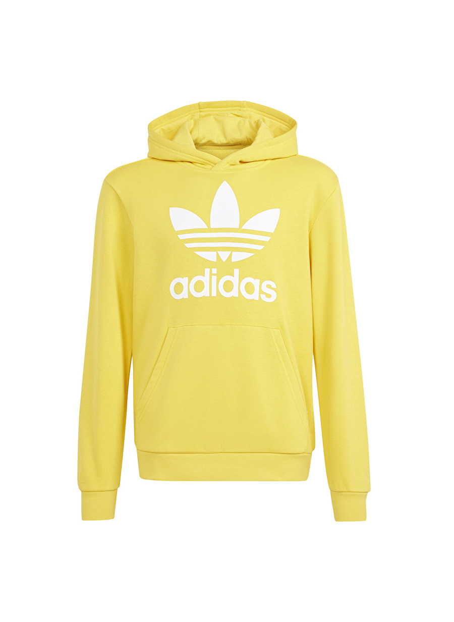 adidas Düz Erkek Sarı Sweatshırt IN8465-TREFOIL HOODIE