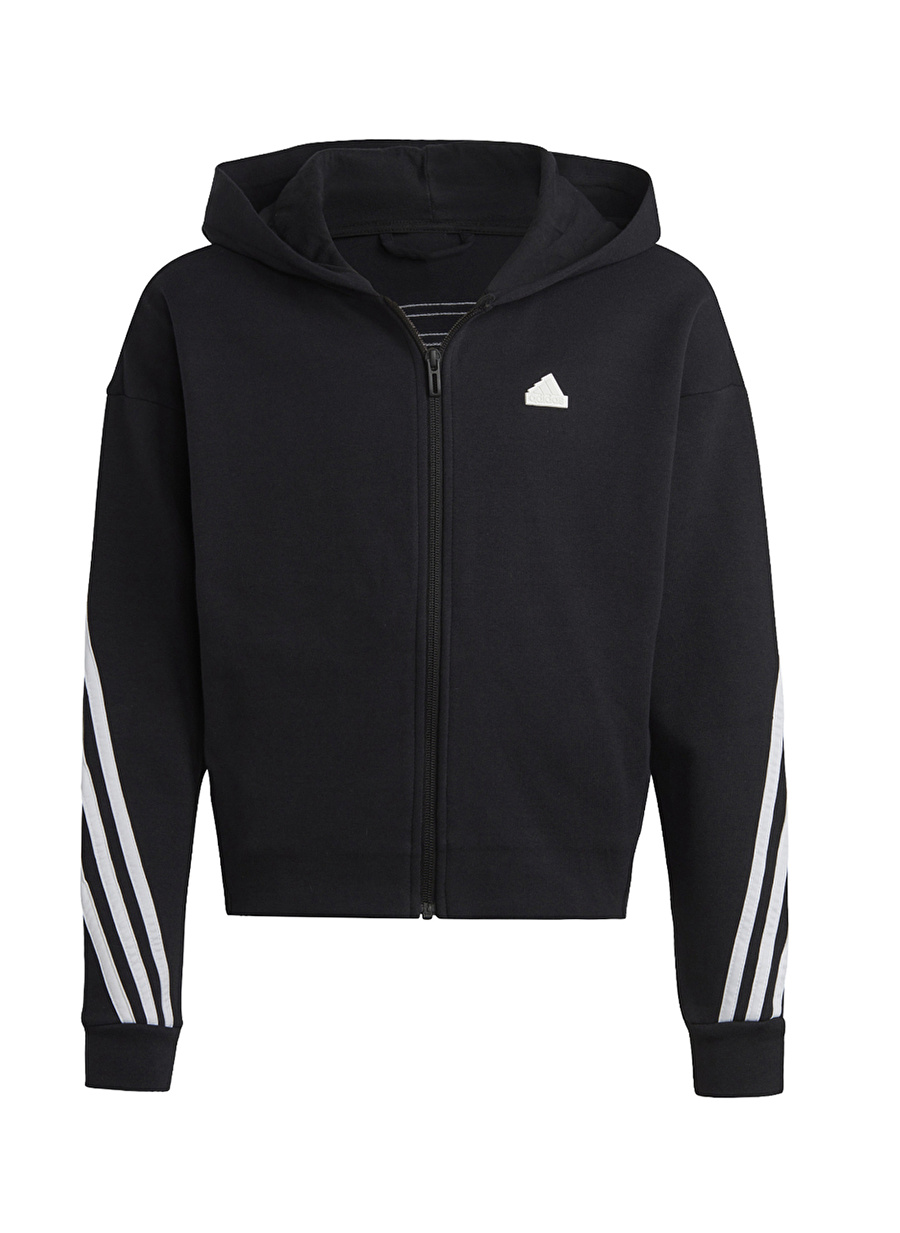 adidas Düz Kız Çocuk Siyah Sweatshırt IC0118-G FI 3S FZ