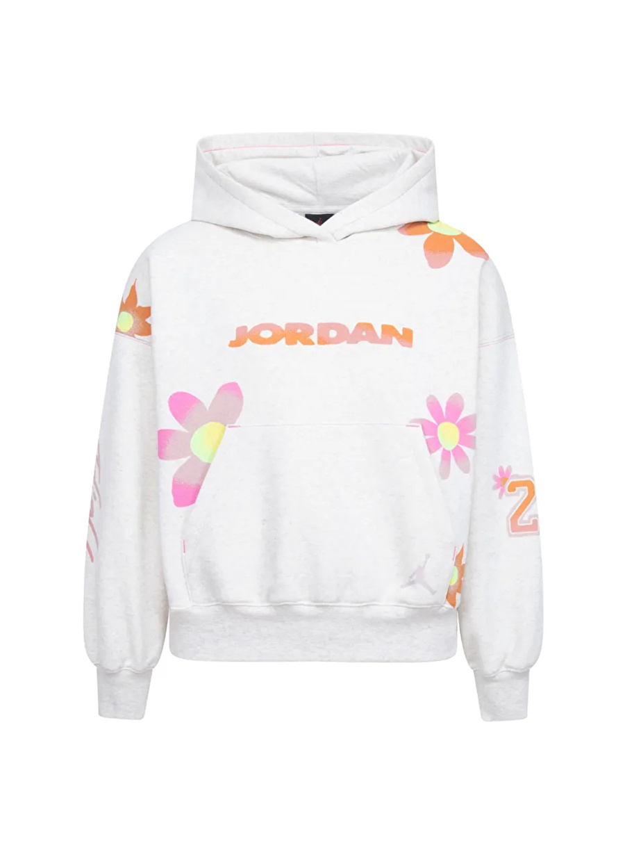 Nike Baskılı Kız Çocuk Krem Sweatshirt 45C960-W6N-JDG DELORIS JORDAN FLWR