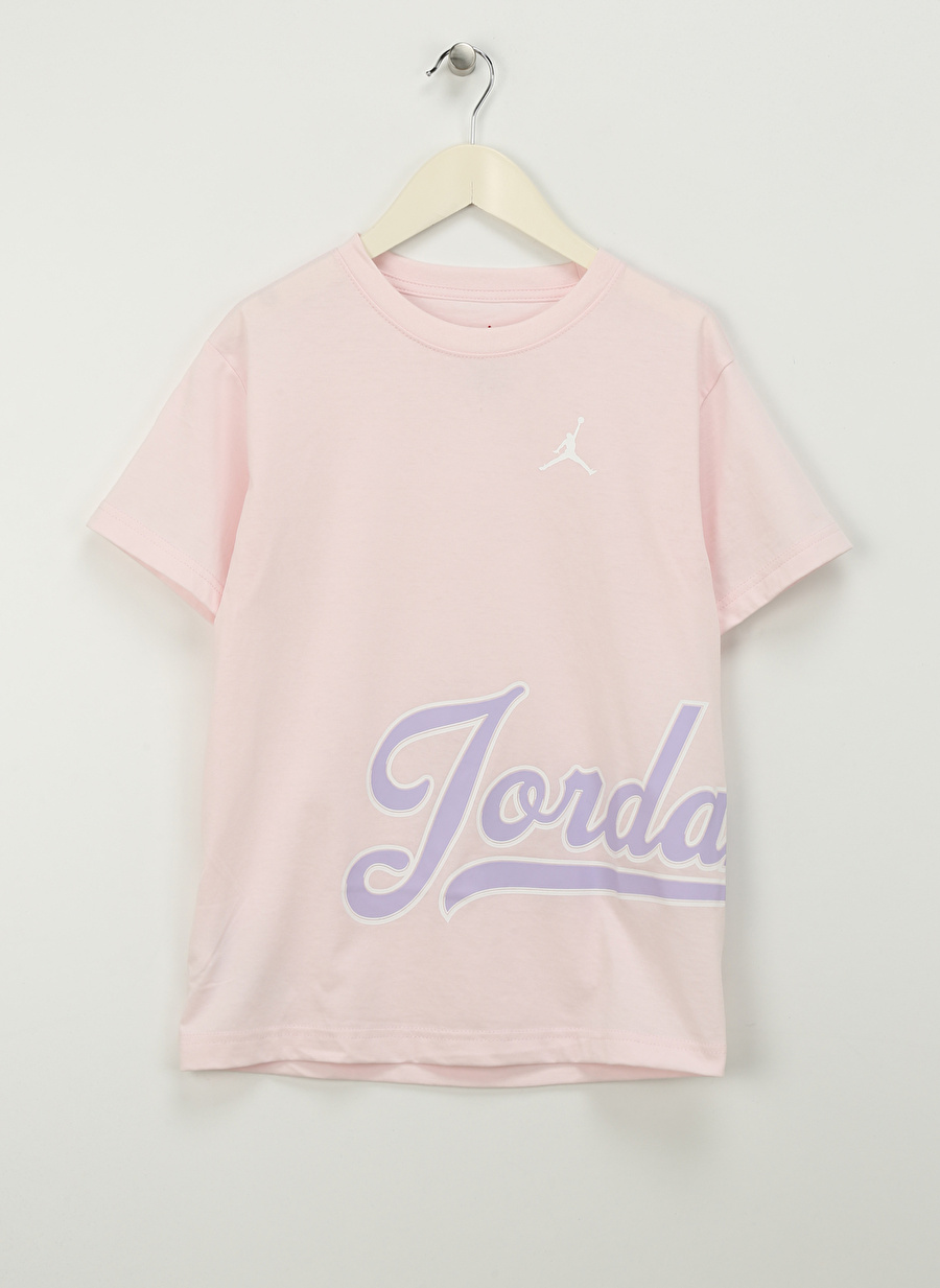 Nike Pembe Kız Çocuk Bisiklet Yaka Baskılı T-Shirt 45C992-AG0-JDG JORDAN WRAP AROUND S