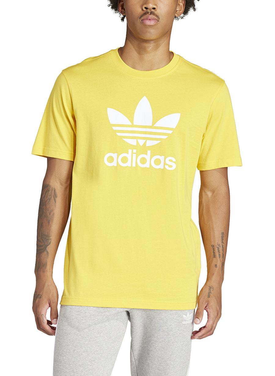 adidas Altın Erkek Yuvarlak Yaka T-Shirt IR7977 TREFOIL