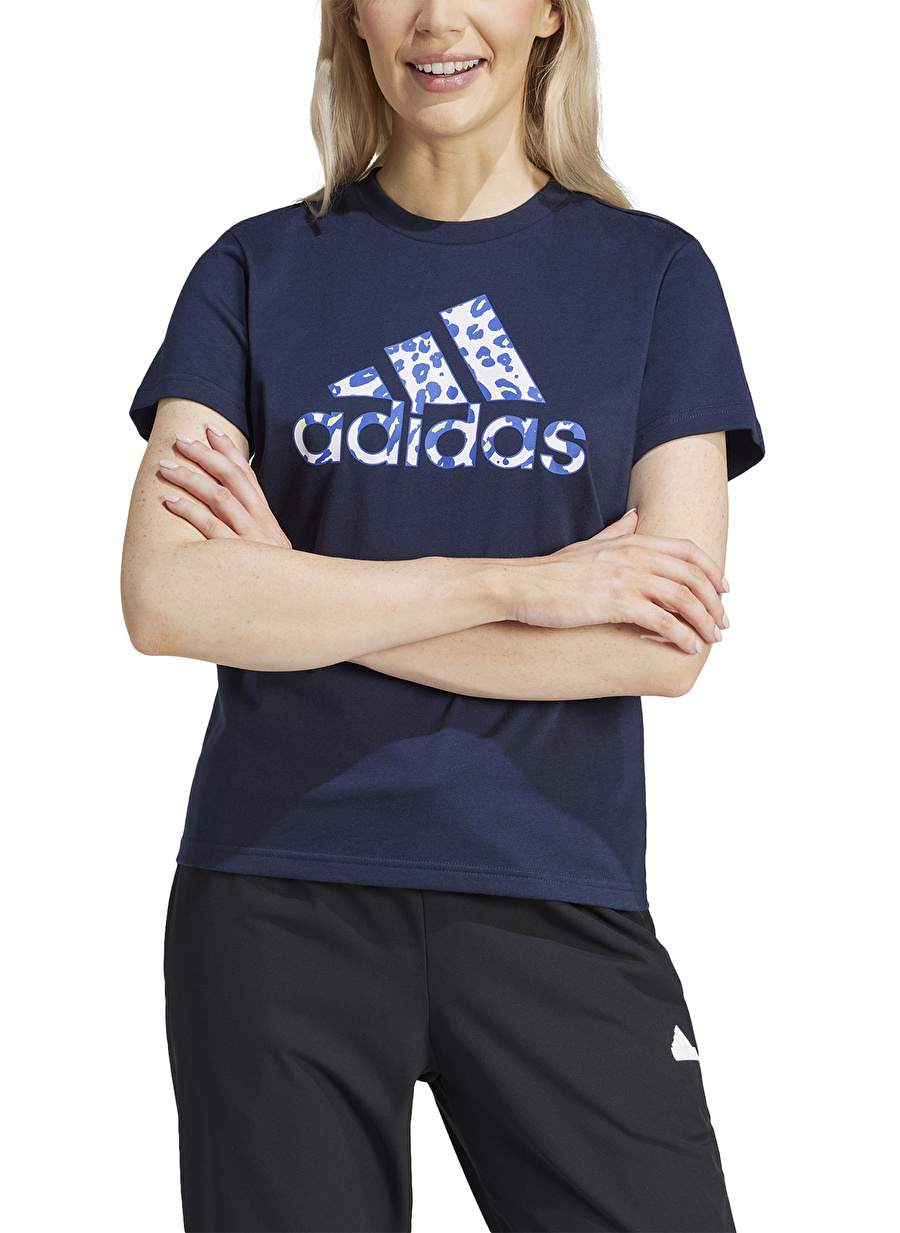 adidas Mavi Kadın Yuvarlak Yaka Normal Kalıp T-Shirt IT1424 W