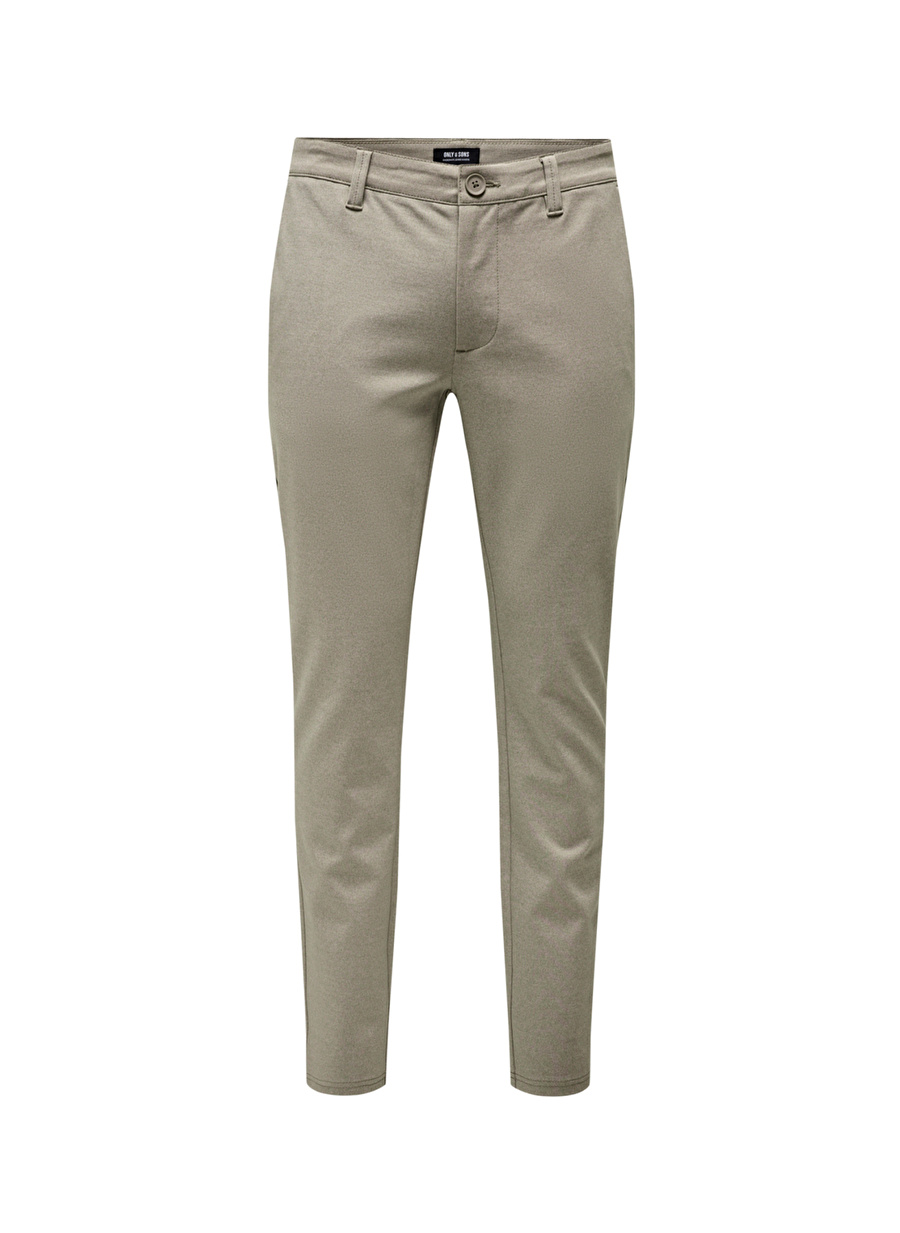 Only & Sons Yüksek Bel Dar Paça Bej Erkek Pantolon ONSMARK SLIM TAP 0209 MELANGE PANT