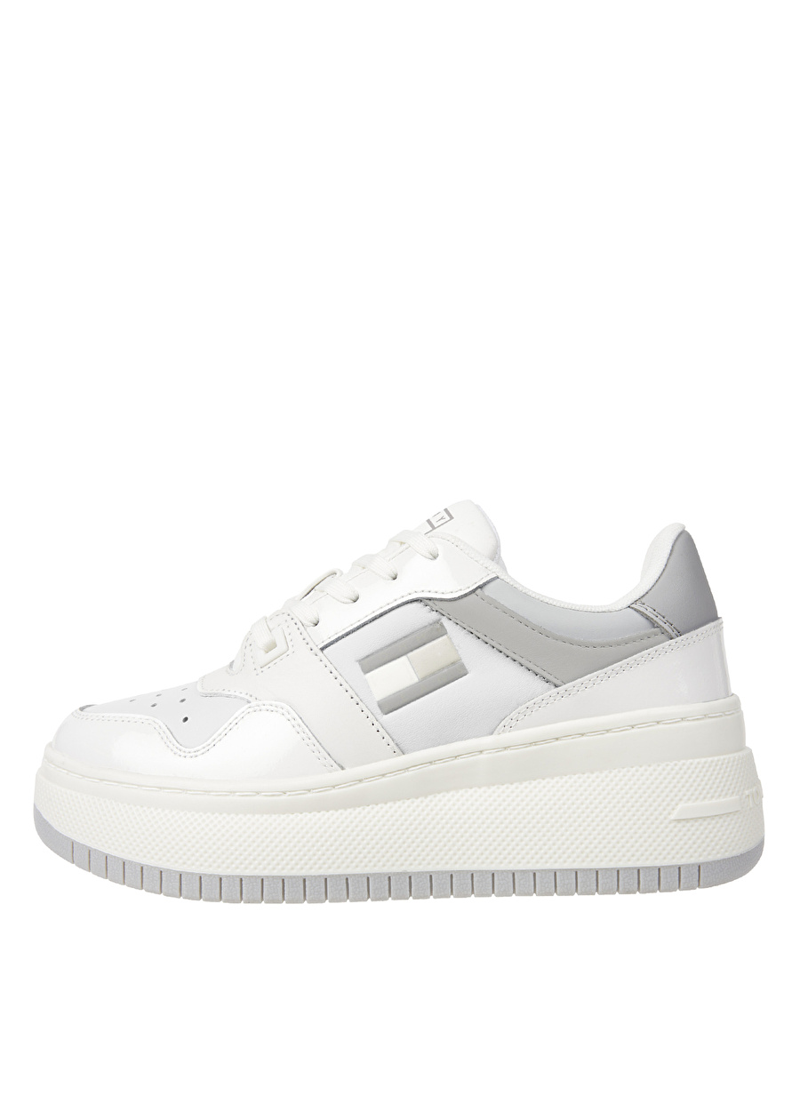 Tommy Hilfiger Gri - Beyaz Kadın Deri Sneaker EN0EN02523YBL