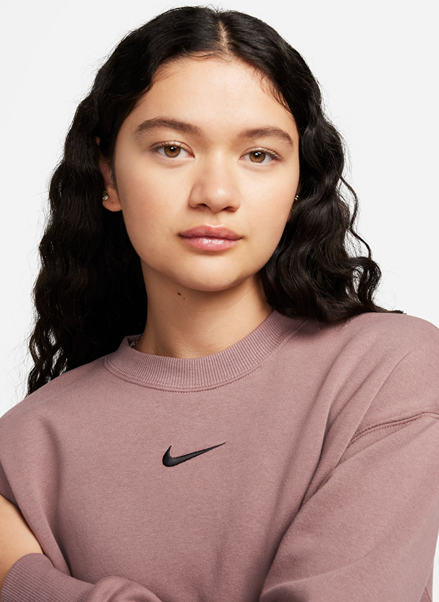 Nike Gül Kurusu Kadın Bisiklet Yaka Sweatshirt DQ5733-208-W NSW PHNX FLC OS CREW