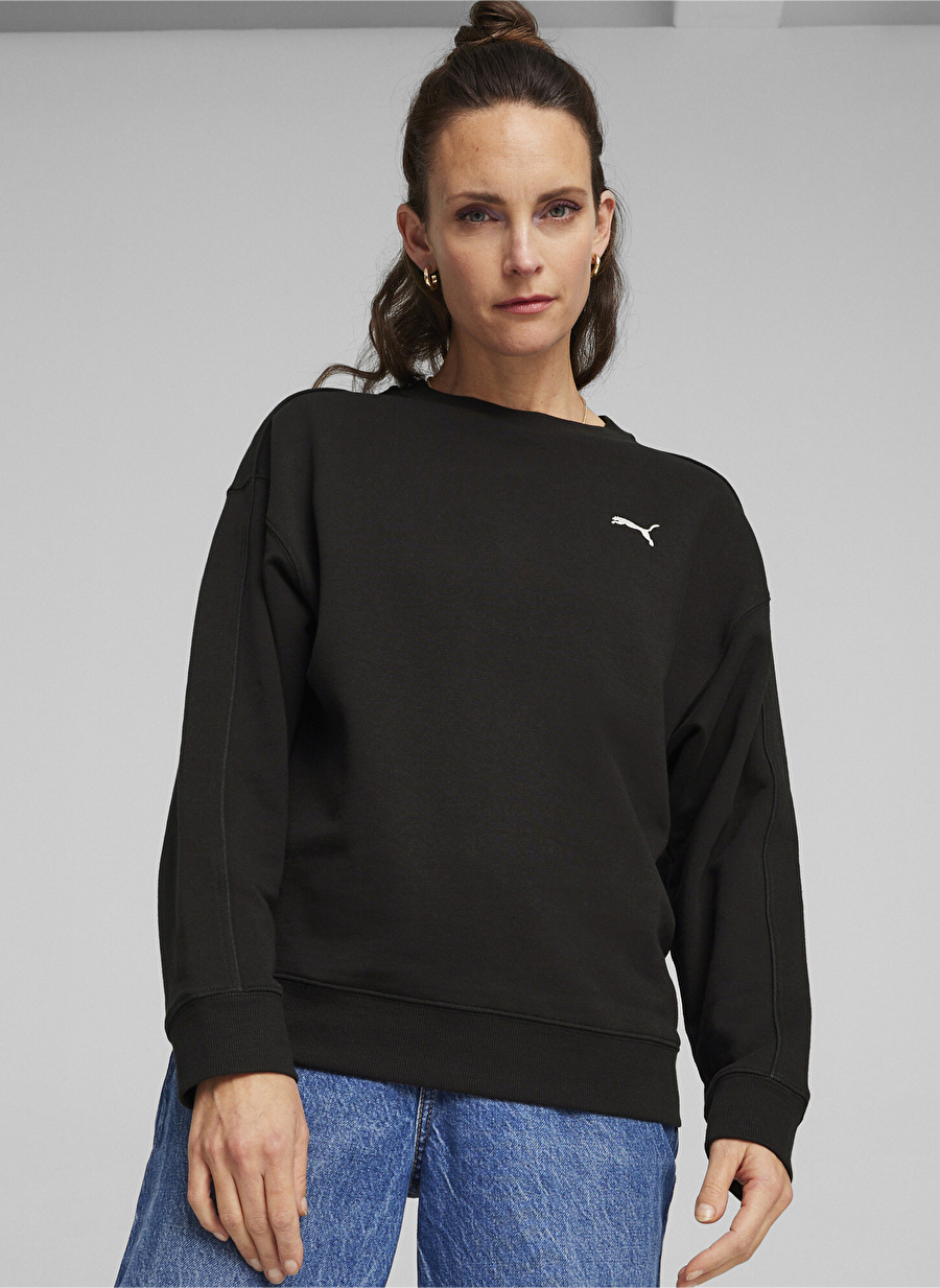 Puma 67788601 HER Crew TR Siyah Kadın Kapüşon Yaka Regular Fit Sweatshirt