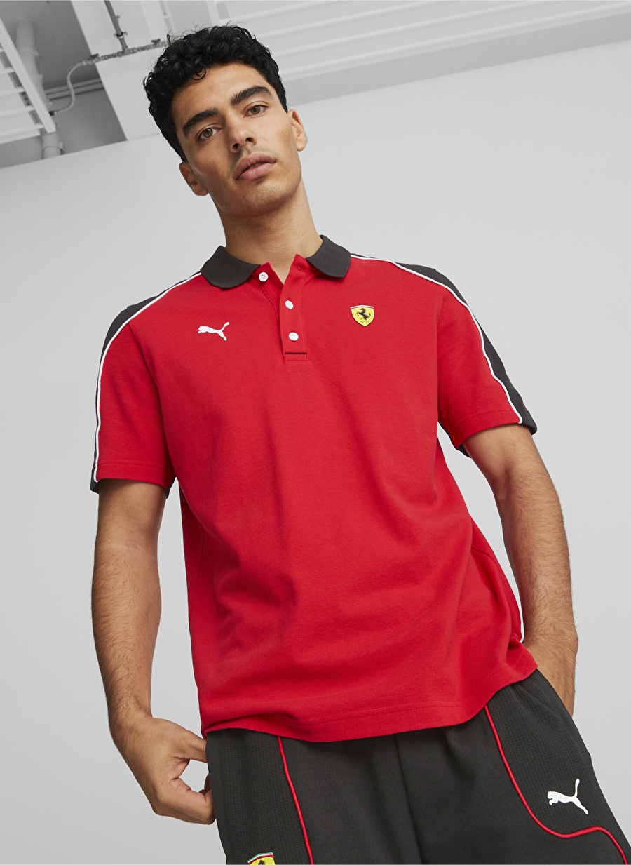 Puma 53816902 Ferrari Race Polo Kırmızı Erkek Bisiklet Yaka Regular Fit T-Shirt