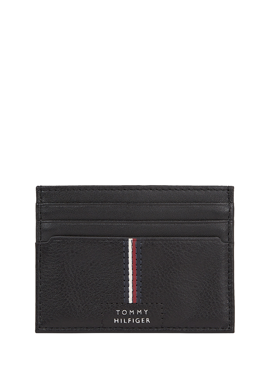 Tommy Hilfiger Siyah Erkek 10,3x7,6x1 cm Deri Kartlık TH PREMIUM LEATHER CC HOLDER