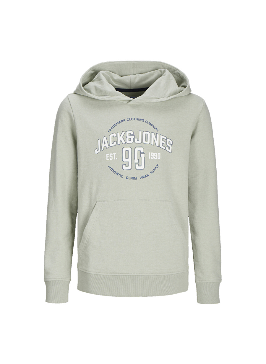 Jack & Jones Baskılı Erkek Yeşil Sweatshırt JJMINDS SWEAT HOOD JNR