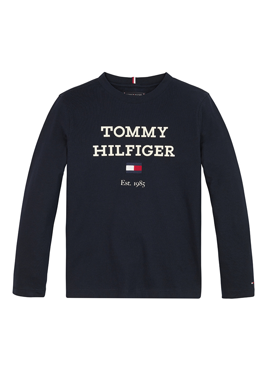 Tommy Hilfiger Baskılı Lacivert Erkek T-Shirt TH LOGO TEE L/S