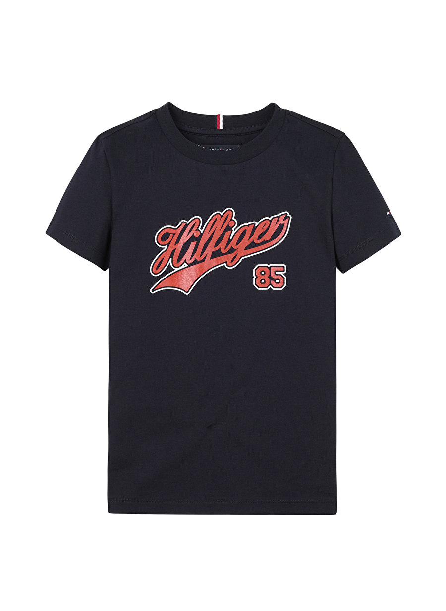 Tommy Hilfiger Baskılı Lacivert Erkek T-Shirt HILFIGER SCRIPT TEE S/S