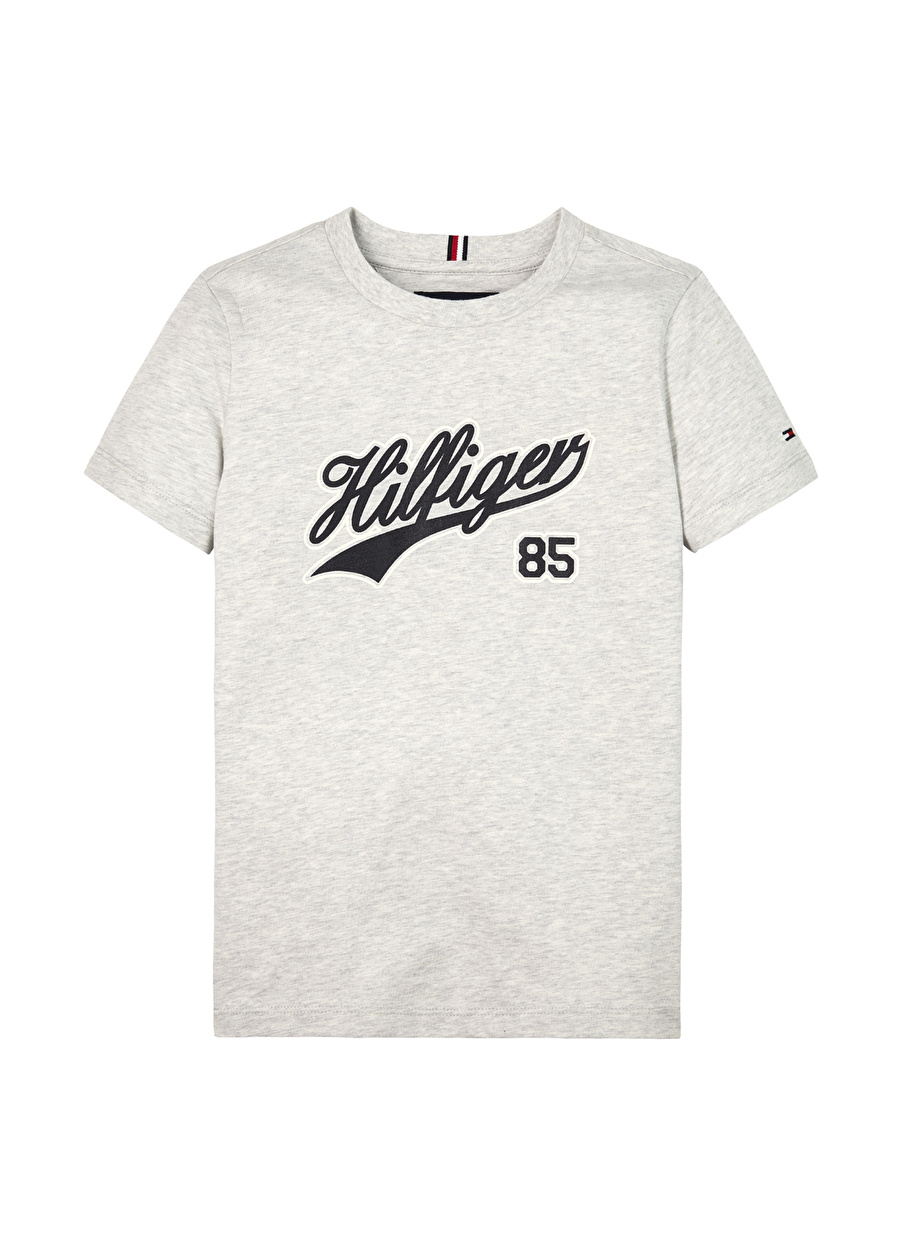 Tommy Hilfiger Baskılı Gri Erkek T-Shirt HILFIGER SCRIPT TEE S/S