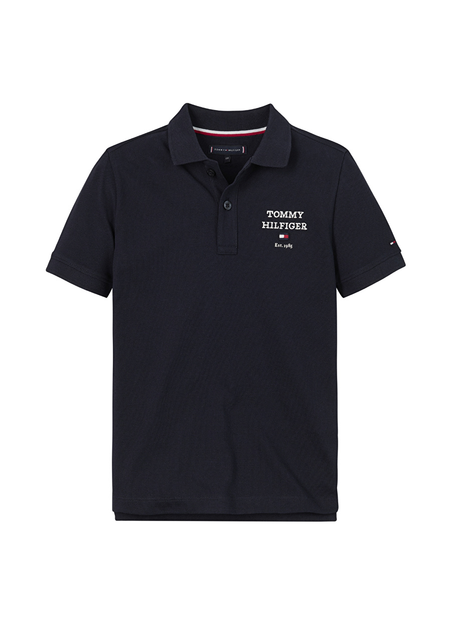 Tommy Hilfiger Düz Lacivert Erkek Polo T-Shirt TH LOGO POLO S/S