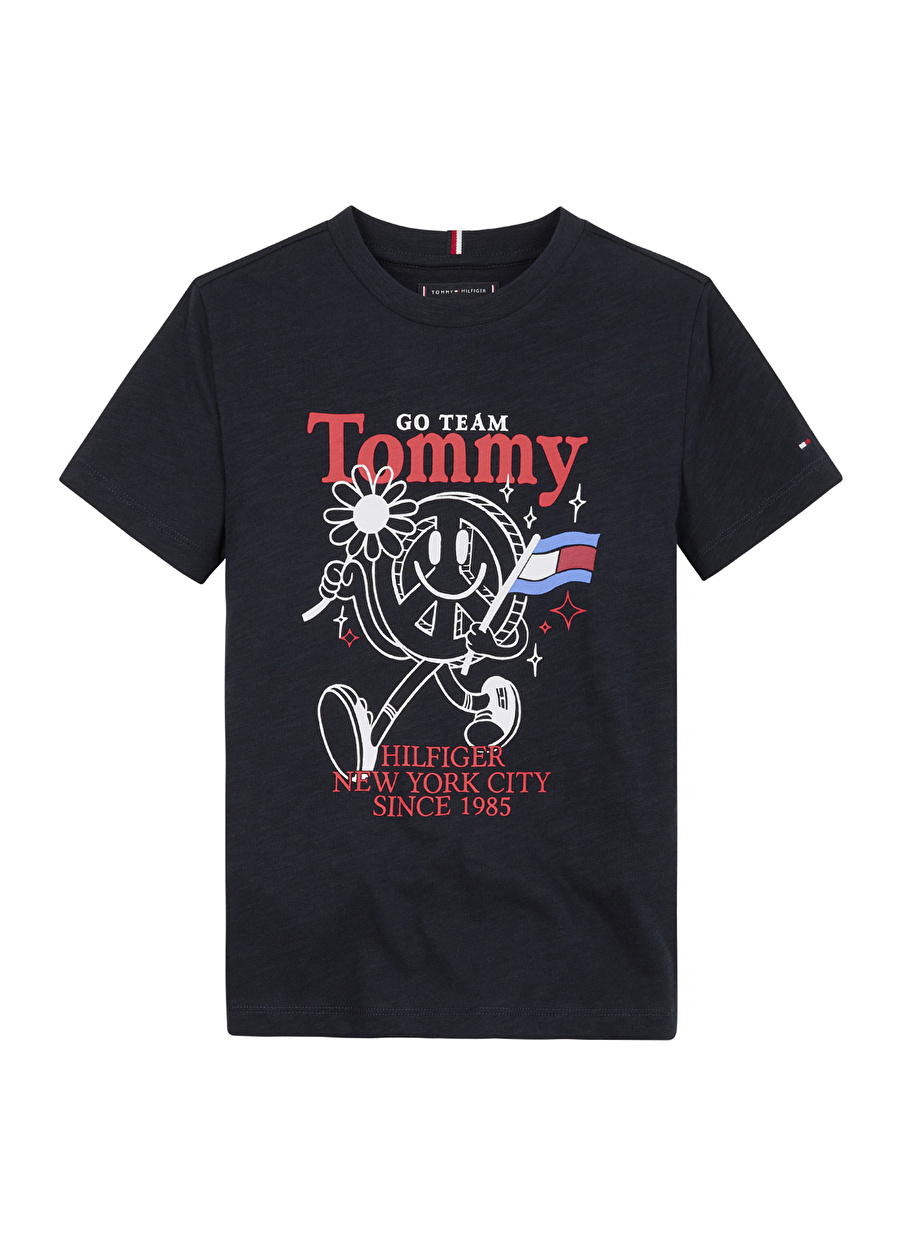 Tommy Hilfiger Baskılı Lacivert Erkek T-Shirt FUN TEE S/S