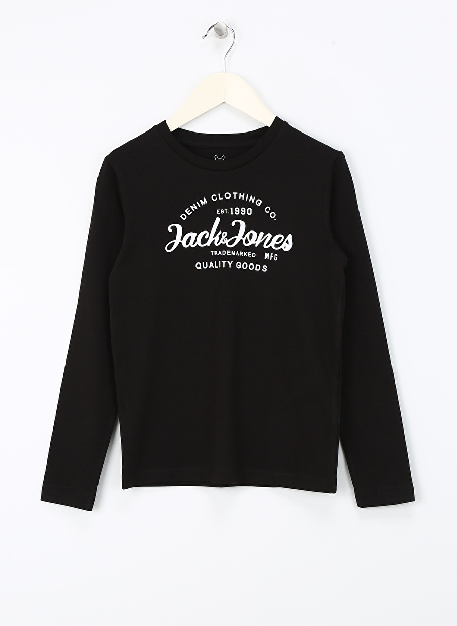 Jack & Jones Baskılı Siyah Erkek T-Shirt JJFOREST TEE LS CREW NECK JNR