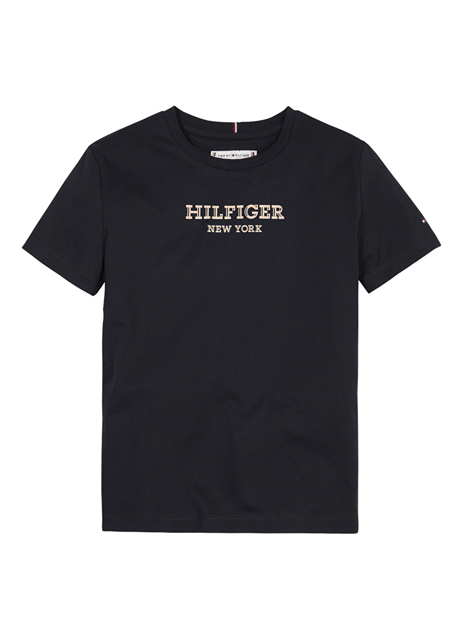 Tommy Hilfiger Baskılı Lacivert Kadın T-Shirt MONOTYPE FOIL PRINT TEE S/S