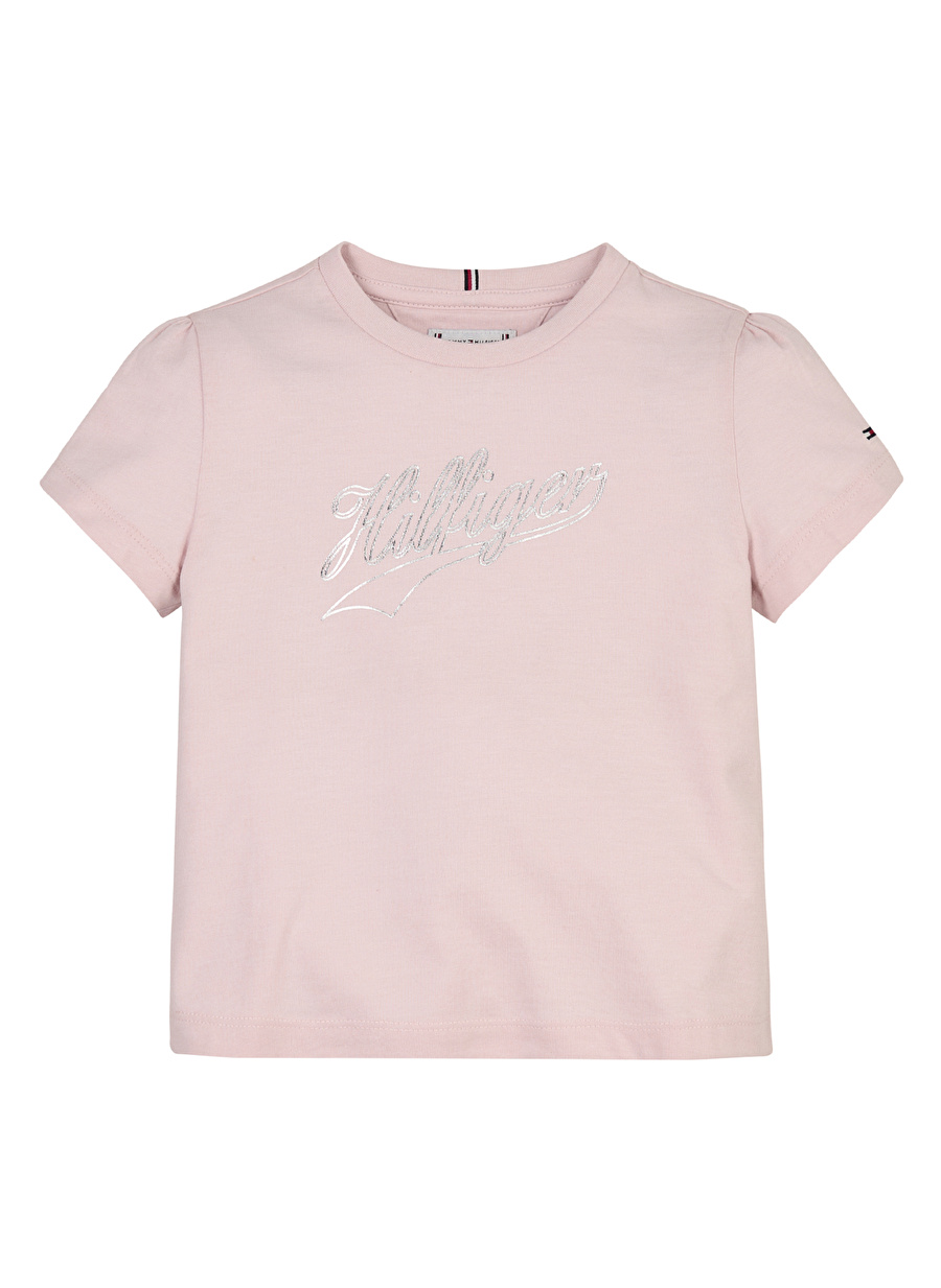 Tommy Hilfiger Baskılı Pembe Kadın T-Shirt HILFIGER SCRIPT TEE S/S