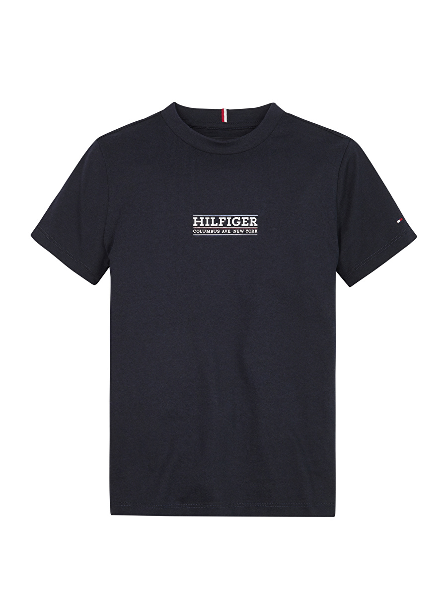 Tommy Hilfiger Baskılı Mavi Erkek T-Shirt HILFIGER TEE S/S