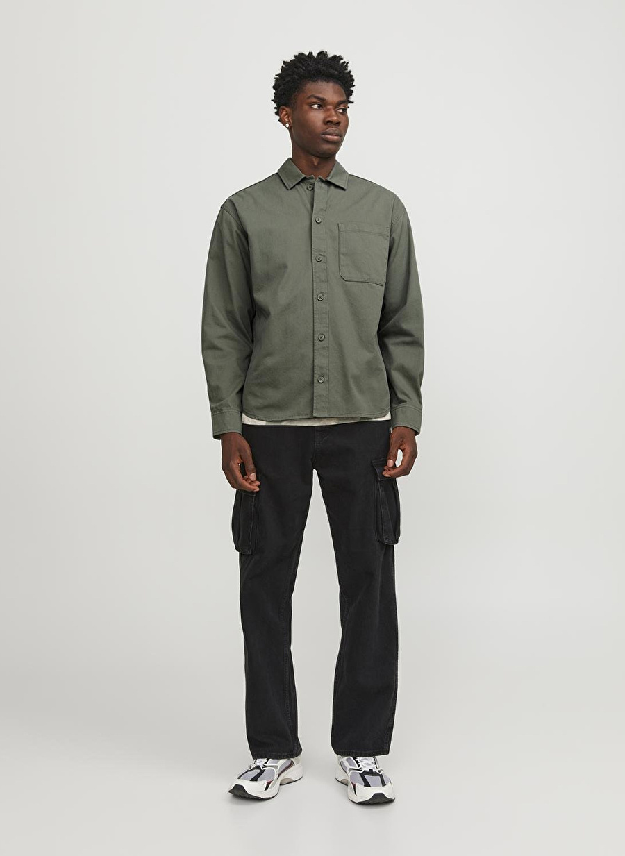 Jack & Jones Relaxed Haki Erkek Gömlek - JCOCOLLECTIVE ZAC OVERSHIRT LS SN