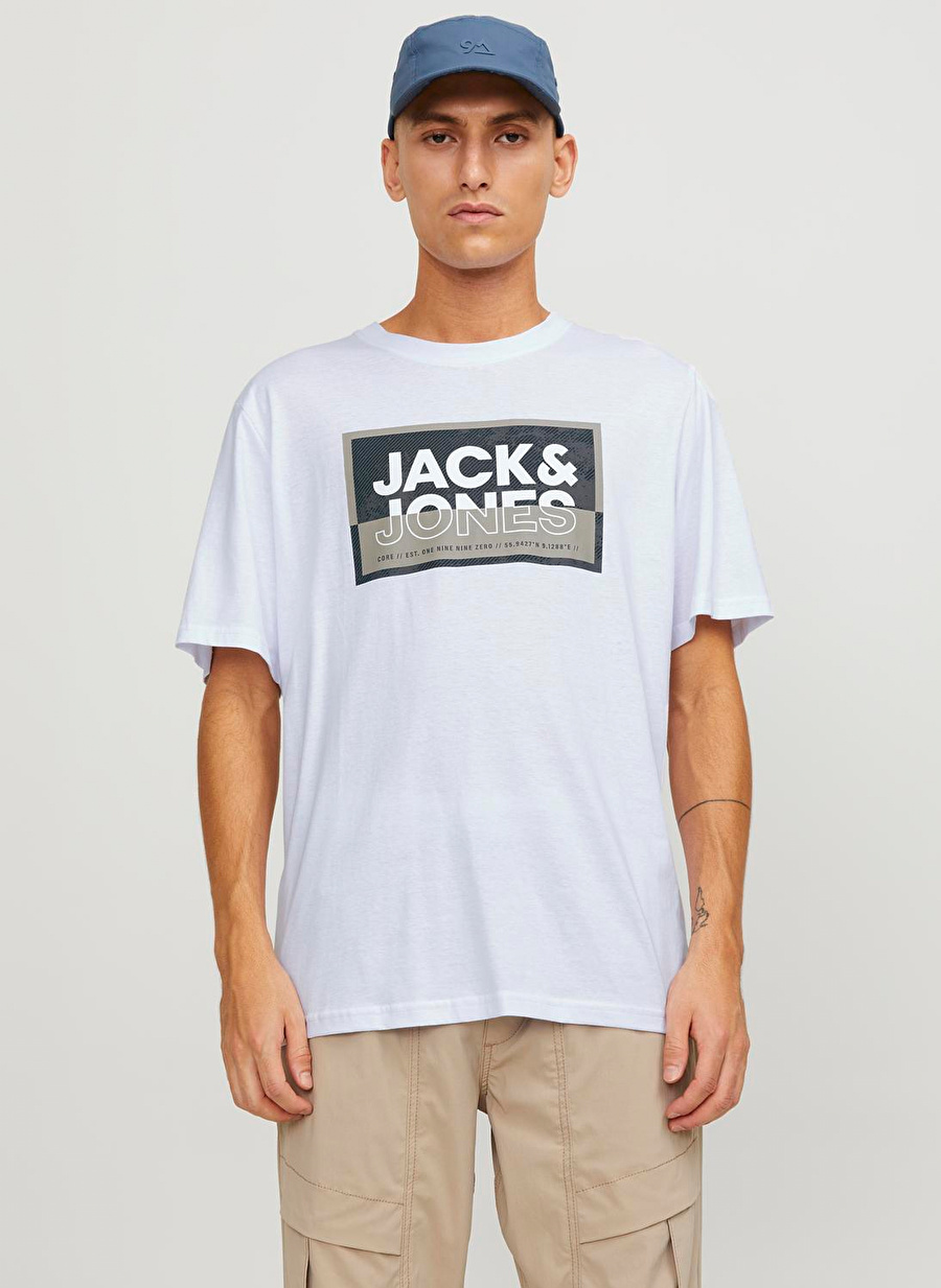 Jack & Jones Yuvarlak Yaka Beyaz Erkek T-Shirt JCOLOGAN TEE SS CREW NECK SS24 LN