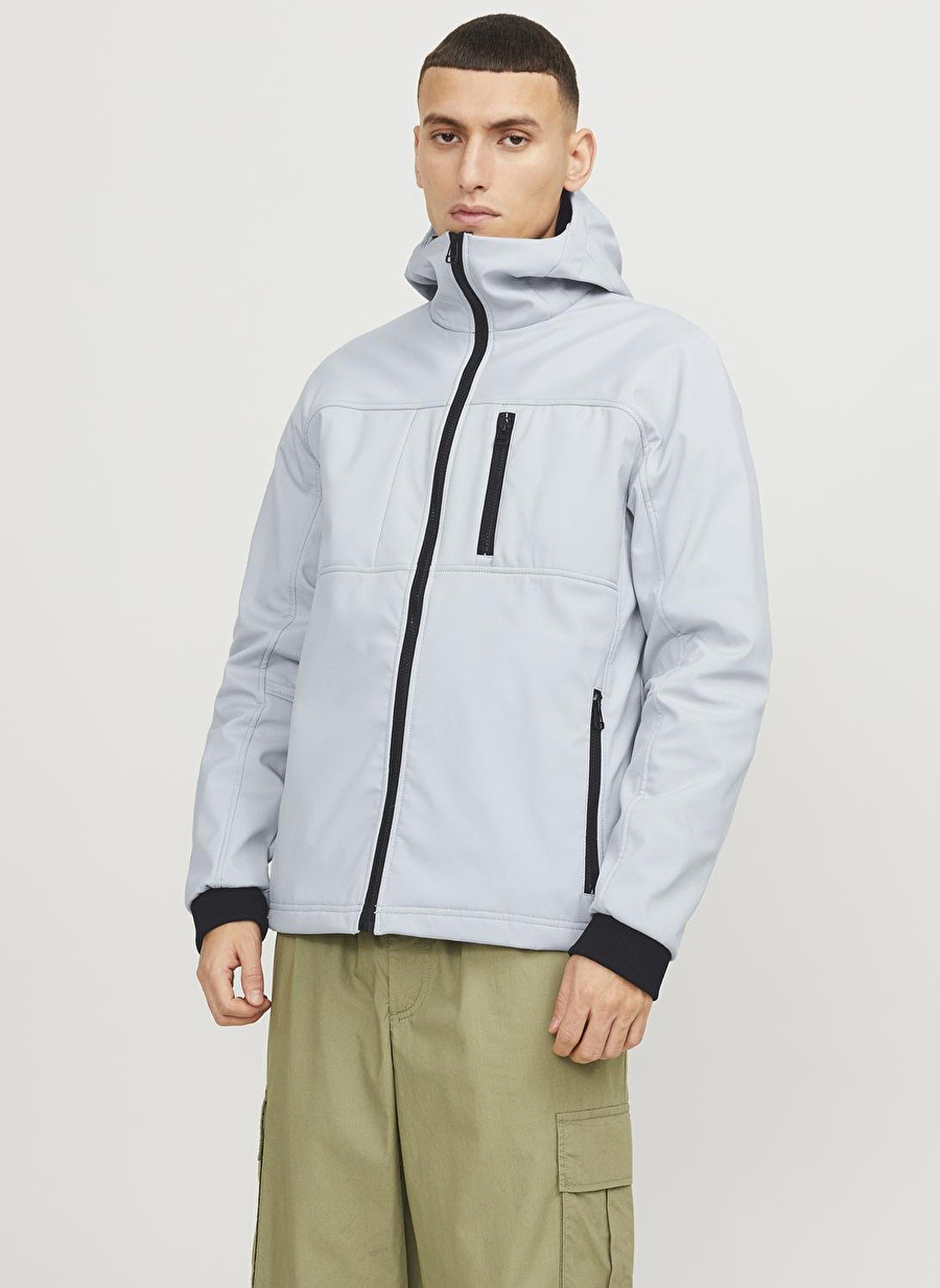 Jack & Jones Gri Erkek Mont JCOPRIME EMBROIDERY SOFTSHELL