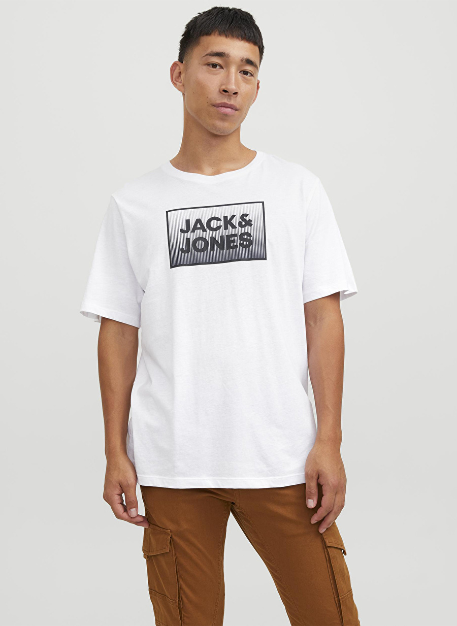 Jack & Jones Yuvarlak Yaka Beyaz Erkek T-Shirt JJSTEEL TEE SS CREW NECK