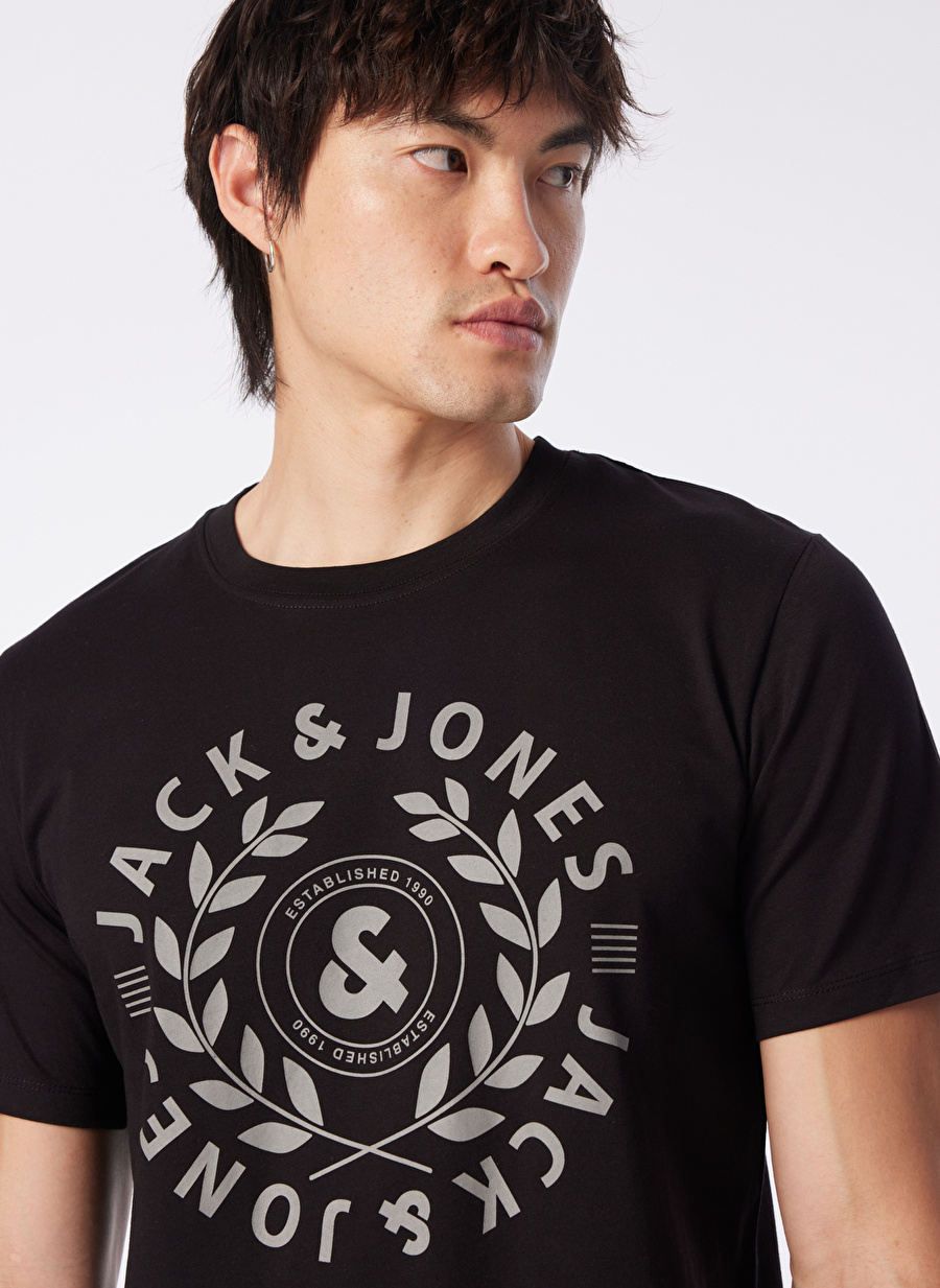 Jack & Jones Yuvarlak Yaka Siyah Erkek T-Shirt JORJAMES SS TEE EXC