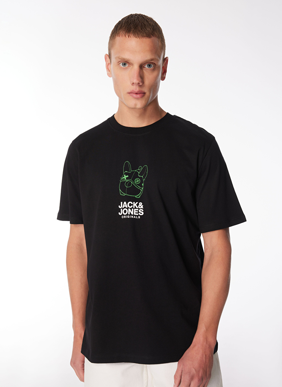 Jack & Jones Yuvarlak Yaka Siyah Erkek T-Shirt JORPAL TEE SS CREW NECK EXC