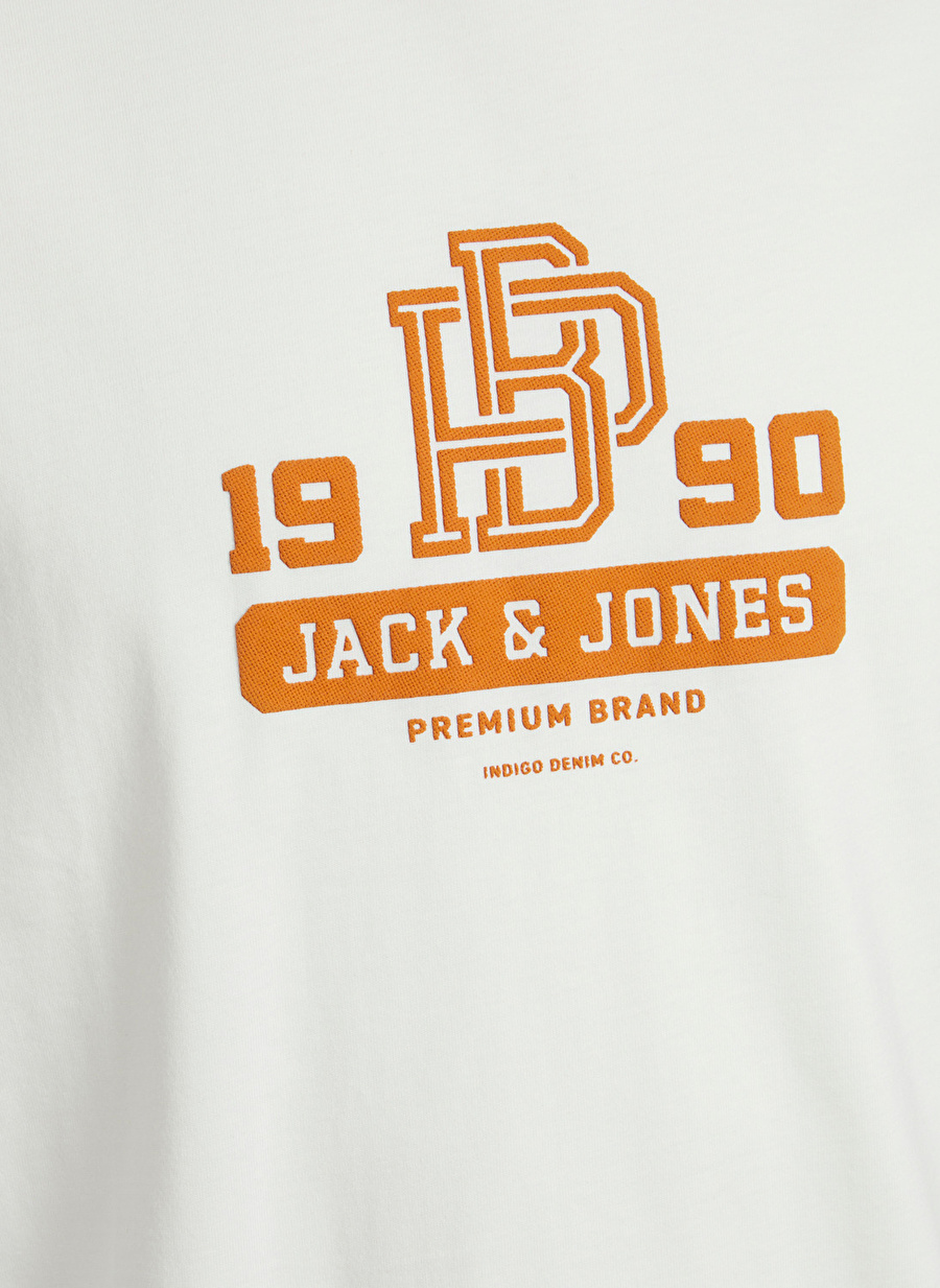 Jack & Jones Bisiklet Yaka Kırık Beyaz Erkek T-Shirt JPRBLUJONAH SS TEE