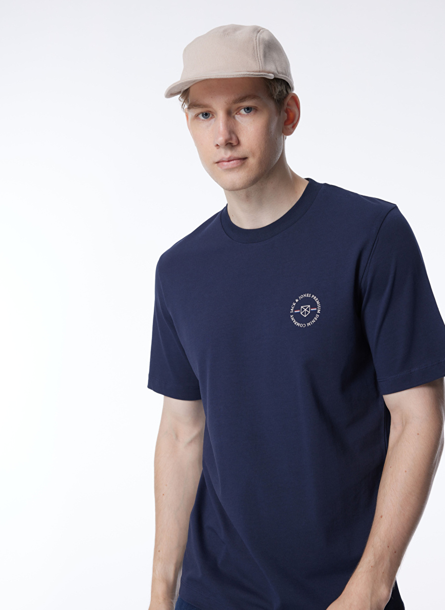 Jack & Jones Yuvarlak Yaka Lacivert Erkek T-Shirt JPRBLUSHIELD TEE SS CREW NECK EXC