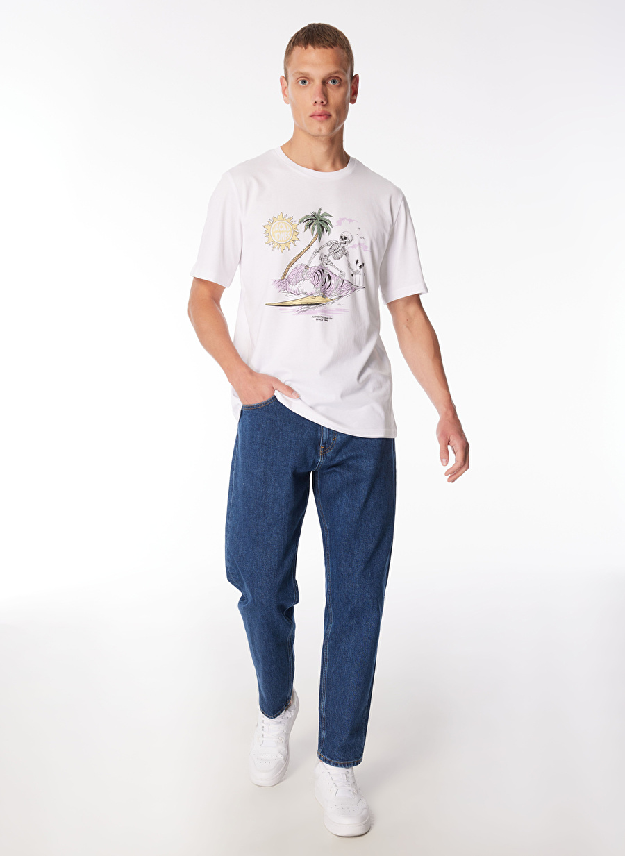 Jack & Jones Bisiklet Yaka Beyaz Erkek T-Shirt JJZION TEE SS CREW NECK