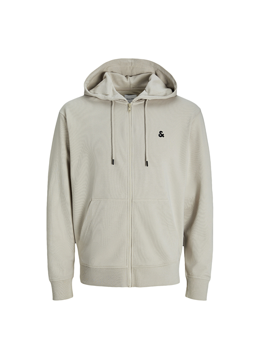 Jack & Jones Kapüşon Yaka Krem Erkek Sweatshırt 12263737_JESTAR ROOF SWEAT ZIP HOOD