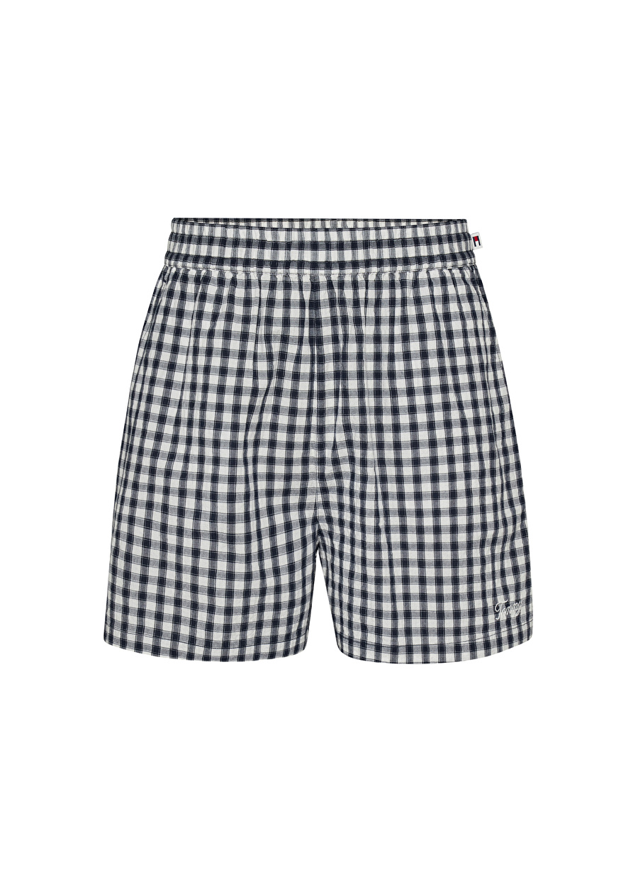 Tommy Jeans Lastikli Bel Normal Mavi Kadın Şort TJW GINGHAM SEERSUCKER SHORT