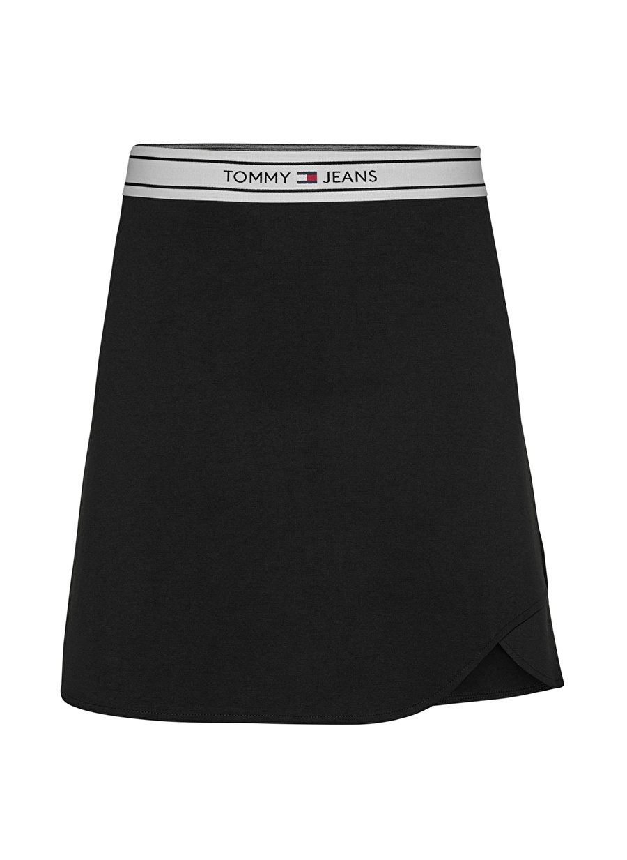 Tommy Jeans Lastikli Bel Siyah Kadın Düz Kısa Etek TJW LOGO TAPING MINI SKIRT