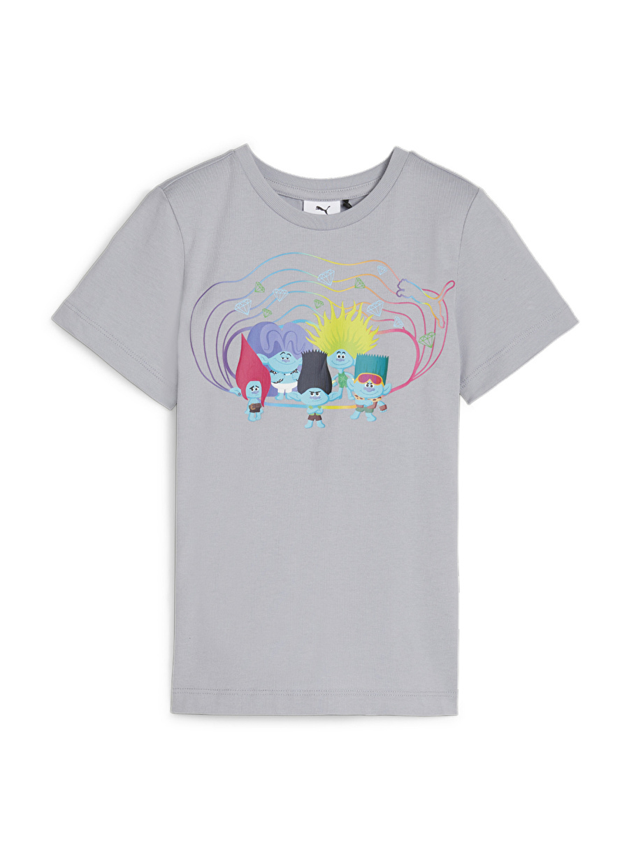 Puma Baskılı Gri Erkek T-Shirt 62481663-PUMA X TROLLS Tee